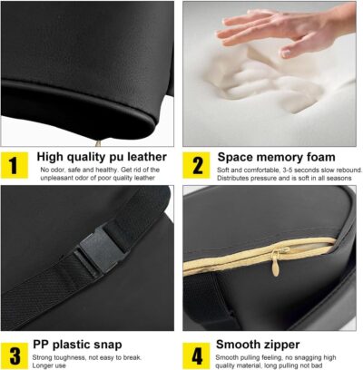 Car Armrest Cushion, Soft Memory Foam Auto Armrest Pillow with Storage Bag, Leather Center Console Arm Rest Padded Cushion with Phone Holder, Universal Car Accessories (Black) - Image 3