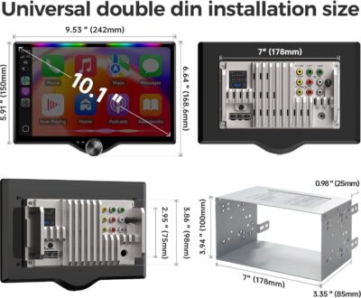 10.1" QLED Double Din Car Stereo with Wireless Carplay & Android Auto, Music Sync Luminous Bar, SWC, Bluetooth, Backup Camera, 240W, Dual Subwoofer Output, Car Radio, Navigation, FM/AM - Image 6