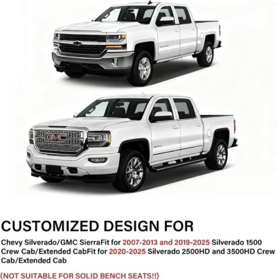 Coverado Chevy Silverado Seat Covers, Faux Leather Seat Covers Fit for Chevy Silverado GMC Sierra 2007-2025 1500, 2015-2025 2500HD 3500HD Crew Double Extended Cab (Front, Black) - Image 6
