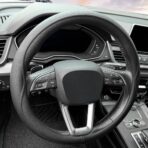 Leather Steering Wheel Cover， with Anti-Slip Stripe Design - Enhanced Grip, Fashion Style, Safe, Non-Slip, Breathable. Upgrade car Interior，Black - Image 6