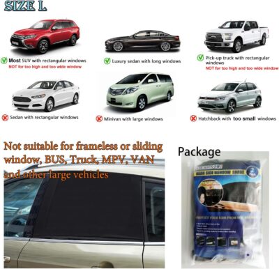 Car Window Shades for Baby - 2 Pack Sun Shade Blocker, Breathable Mesh Rear Side Window Shade Sunshade for SUV, UV Protection for Baby Family Pet, Mosquito Bug Net Window Screens for Camping - Image 8