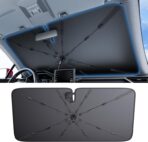 2025 Ice-Shield Car Windshield Sun Shade [100% Sun Block, 4th-Gen Cooling Tech] Reflective Heat Insulation, Portable Foldable Front Window Sunshade Umbrella for Sedans/SUVs - Universal Fit 57"x32"
