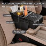 TourKing Car Armrest Cushion,5-in-1 Center Console Cover,Arm Rest Cover for Car,Car Armrest Storage Box, Tissue Box Slot, Phone Slot for Sedans, Car Accessories Interior Organizers for Most Cars - Image 4