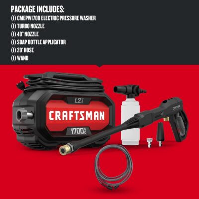 CRAFTSMAN Electric Pressure Washer, Cold Water, Lightweight Corded Power Washer for Cars, Driveways, Patio and Garage, Powerful 1700-PSI, 1.2-GPM, Compact, Easy to Use (CMEPW1700) - Image 3