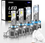 H11/H9/H8 and 9005/HB3Light Bulbs Combo, 800% Brighter (70000LM), 6500K Fog Lights Cool White, Plug-N-Play, Pack of 4 + with Free White Installation Gloves