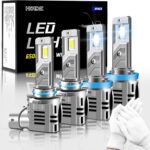 H11/H9/H8 and 9005/HB3Light Bulbs Combo, 800% Brighter (70000LM), 6500K Fog Lights Cool White, Plug-N-Play, Pack of 4 + with Free White Installation Gloves