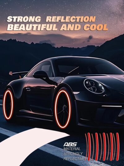 20PCS Car Wheel Reflective Decorative Strip,Night Safety Warning Stickers,Cars,Motorcycles,Bicycles are Applicable, Colorful and Diverse, a Street The Most Beautiful Car (Red) - Image 4