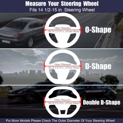 Furry Car Steering Wheel Cover, Fluffy Cover, Soft Warm Plush Non-Slip, 14 1/2-15 inch, for Women Girls, Black - Image 5