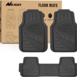 Nilight PVC Floor Mats for Cars Trucks SUVs,Universal Trim to fit for Most Vehicles,All Weather Protection Heavy Duty Floor Liners,Pack of 3
