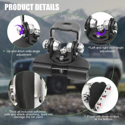 Car LED Light Bar Mounting Bracket, 2PCS Adjustable Vehicle Pillar Hood Lighting Mount Clamp Holder with Hex Wrenches, Auto Lamp Accessories, Universal for Off-Road Truck SUV (Black) - Image 3