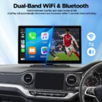 LAMTTO 9" Wireless CarPlay Screen with Net-Flix YouTube Apps Portable Car Play Screen for Apple Carplay and Android Auto with Backup Camera Navigation Bluetooth Voice Control AUX Siri - Image 5