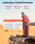 ETENWOLF T300 Digital Tire Pressure Gauge 3-200 PSI, Industrial Tire Gauge Calibrated to ANSI B40.7 Grade 2A(Plus-Minus 0.5%), Replaceable AAA Batteries (Vivid Orange) - Image 2
