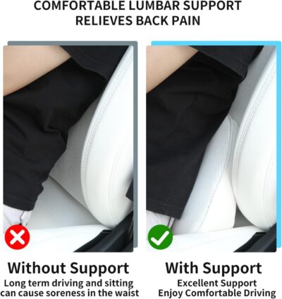 Lumbar Support Pillow for Car Seat, Office Chair Nappa Leather Memory Foam Lower Back Cushion for Back Pain Relief Improve Posture, Ergonomic Back Rest for Gaming Chair, White, 1PC - Image 4