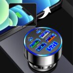 6 Port Fast USB Car Charger (PD+QC3.0),Cigarette Lighter USB Charger with LED Digital Display,Universal Car Charger Adapter Car Accessories Interior for Most 12V/24V Vehicles - Image 7