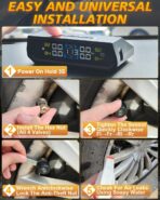 RV Tire Pressure Monitoring System, Wireless TPMS with Solar Charger and USB, 4 Sensors and 6 Alarm Modes Real-time Color LCD Display Tire Pressure Monitor System for SUV Mpv Sedan Truck - Image 7