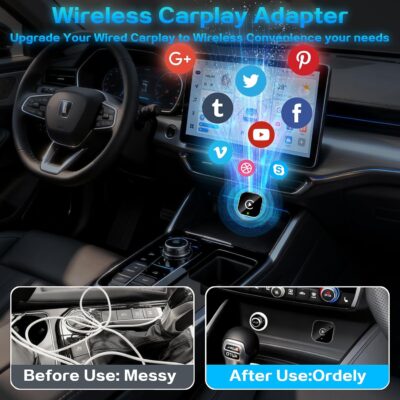 Mini Wireless CarPlay Adapter for iPhone, 2-in-1 for Apple CarPlay & Android Auto Adapter, Convert Wired to Wireless, Plug & Play, Auto Connect, USB to Type-C, No Delay, for iOS 10+ & Android 11+ - Image 6