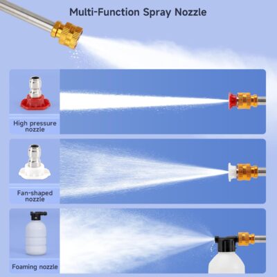 Topteng Power Blaster Plus Pressure Washer Cordless Portable Electric High Pressure Water Spray Gun and Hose Car Washer Cleaner Tool for Balconies Windows, Exterior Walls, Floors, Fences, Gardens - Image 7