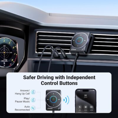 UGREEN Bluetooth 5.4 Aux Car Adapter, [Enhanced Connection & Noise Cancellation], Bluetooth Aux Receiver with Nylon Braided Cable, Plug & Play for Car Music/Hands-Free Calls/Stereo Audio - Image 5