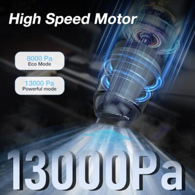 Car Handheld Vacuum Cordless 13000 PA Suction Power, Portable Mini Vacuum Cleaner for Car Home Office and Pet Hair, Black - Image 3