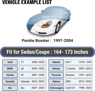 iCarCover 18-Layer Car Cover Waterproof All Weather, Premium Quality Car Covers for Automobiles, UV Protection, GR Supra, LXS SC, Cayman, 718, 911, 350Z, Fits 164-173 Inches - Image 4