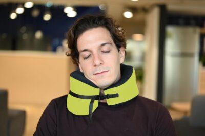 C CUSHION LAB Travel Pillow, Award-Winning Patented Ergonomic Design for Chin & Neck Support Memory Foam Neck Pillow, Compact Airplane Pillow for Traveling, Flight, Car (Spark, Large) - Image 3