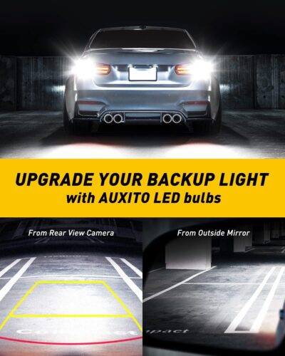 AUXITO 912 921 LED Bulb for Backup Light Reverse Lights High Power 2835 15-SMD Chipsets Error Free T15 906 922 W16W Bulbs, 6000K White, Exterior Light Bulbs (Upgraded, Pack of 2) - Image 4