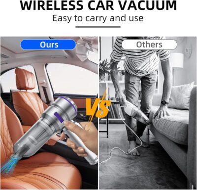 Car Vacuum Cleaner High Power - 22000PA Portable Car Vacuums 4 in 1 Compressed Air Duster & Blower Hand Held Vacuum Cordless with Brushless Motor for Cars Home Office Camping Ideal Gifts for Men women - Image 6