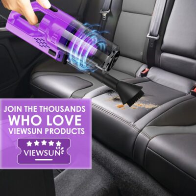 Viewsun 17PCS Car Cleaning Kit, Purple Car Interior Detailing Kit with High Power Handheld Vacuum, Detailing Brush Set, Windshield Cleaner, Cleaning Gel, Complete Auto Accessories for Women Gift - Image 7