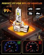 2026 Latest 60,000LM 9012/Hir2 Light Bulbs, 1000% Brightness No Flickering, 70K+ Hours Lifespan, 1:1 Mini Size, CANBUS Ready with Cooling Fan, IP68 Waterproof, Plug N Play, Pack of 2 - Image 5