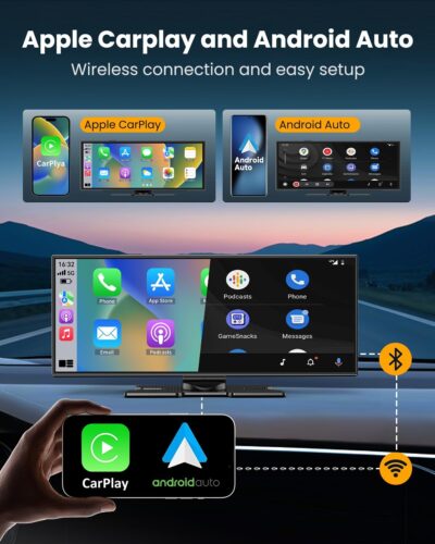 11.5" Wireless Carplay Screen for Car, Portable Apple Carplay & Android Auto Touch Screen, 4K Dash Cam/App Control/Backup Camera/Mirror Link/Voice Control/GPS/Bluetooth,for All Vehicles - Image 2