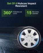 SCITOO 4pcs 15 Inch Silver Hubcaps, Simple Install, Replacement Wheel Covers for Cars, Trucks, SUVs, Beautiful & Durable R15 for Most Cars - Image 3