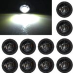 FXC 10x 3/4" Round LED Clearence Light Front Rear Side Marker Indicators Light for Truck Car Bus Trailer Van Caravan Boat, Taillight Brake Stop Lamp (12V,Whitesmoked)