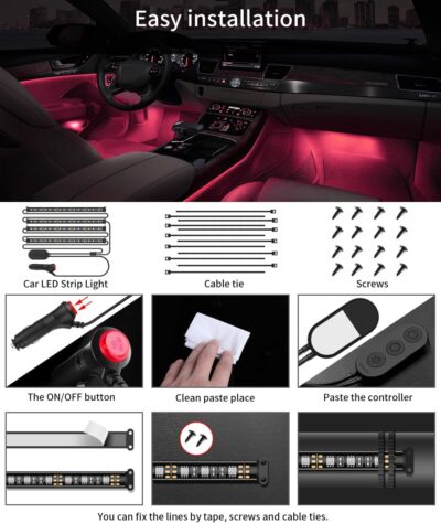 Govee Car LED Lights, Smart Car Interior Lights with App Control, RGB Lights with DIY Mode and Music Mode, 2 Lines Design LED Lights for Cars with Car Charger, 12V - Image 8