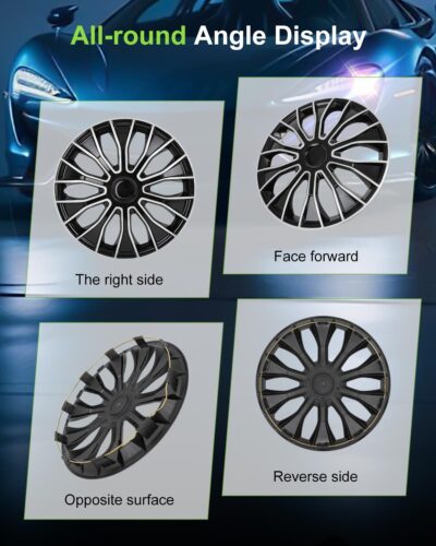 SCITOO 4pcs Wheel Rim Cover Hubcaps Set of 15-Inch Black & Silver can be Easily Installed on Car Truck SUV,Suitable for a Variety of Models,Beautiful and Rust-Proof. - Image 2