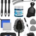 15-Piece Car Interior & Glass Cleaning Kit - 3 Graded Boar Brushes, 3-in-1 AC Vent Shutter Brush, 160g Gel, 180° Swivel Retractable Glass Brush | Auto-Focus Multi-Scenario Use