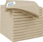 HOMEXCEL Brown Microfiber Cleaning Cloth 12 Pack, 12.5 x 12.5 inch Microfiber Towels for Cars, Ultra Absorbent Car Washing Cloth, Lint Free Streak Free Cleaning Rags for Car, Kitchen, and Window