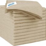 HOMEXCEL Brown Microfiber Cleaning Cloth 12 Pack, 12.5 x 12.5 inch Microfiber Towels for Cars, Ultra Absorbent Car Washing Cloth, Lint Free Streak Free Cleaning Rags for Car, Kitchen, and Window