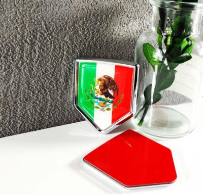 Newperlite Mexico Flag Decal Sticker Car Emblem Mexican Flag Car Decoration Accessories Chrome Shield for Truck Vehicles Cars, 2 Pack - Image 2