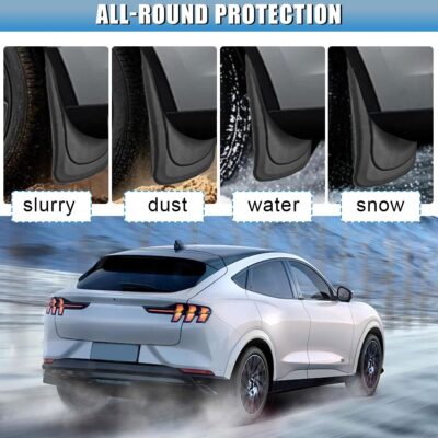 Car Mud Flaps, 12 × 8.5In Flexible & Bendable Splash Guards Set, Vehicle Front & Rear Mudflaps Protection with Screws, Car Exterior Accessories for Sedan, SUV - Image 4