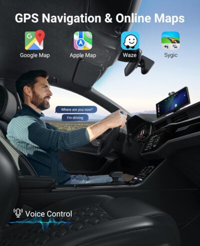 Wireless CarPlay and Android Auto 10.26-inch Touchscreen, 4K Dash Camera and 1080p Backup Camera, Universal Portable car Display, Equipped with 64G Memory Card (C6) - Image 5