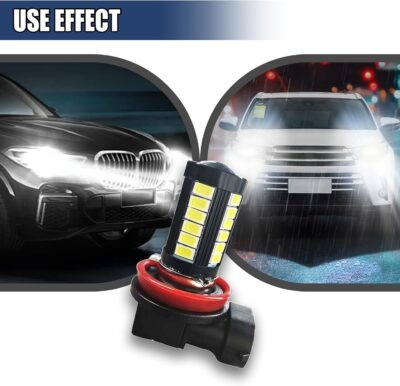 2PCS 9006 Car LED Fog Light Bulbs, 12V Plug and Play Auto Anti-fog Lights with 5730-33SMD Chips, 6500K White Bright Headlight Bulb, Universal DRL Light Replacement for Car, Truck, SUV - Image 6