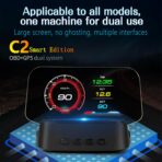 Head Up Display for C2, Obd2 Display With Rpm/ Fuel Consumption/ Water Temperature/ Over-Speed Alarm, Gps Speedometer for Car, Suitable for All Cars - Image 2
