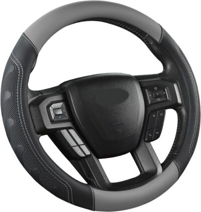 GIANT PANDA Car Steering Wheel Cover for Ford - F150 F250 F350 Expedition, (15.5-16 inches - Black+Gray) - Image 7