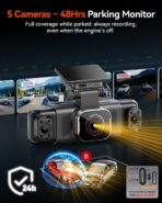 IIWEY N9 5 Channel Dash Cam 360° View, 5.8G WiFi-6 with App, Free 128GB Card, FHD Front & Rear Inside, Left, Right Dash Camera for Car, 12 IR Lights Night Vision, GPS, 24/7 Parking Mode, G-Sensor - Image 3