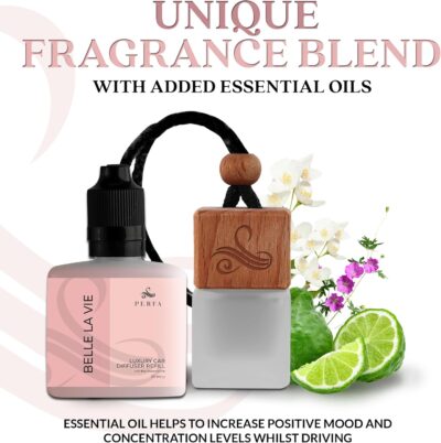 Belle La Vie Car Air Fresheners Gift Set | Luxury Perfume-Inspired Car Air Freshener for Women | Strong and Sophisticated Car Scents for Women | Refillable Essential Oil Infused Car Cologne by Perfa - Image 5