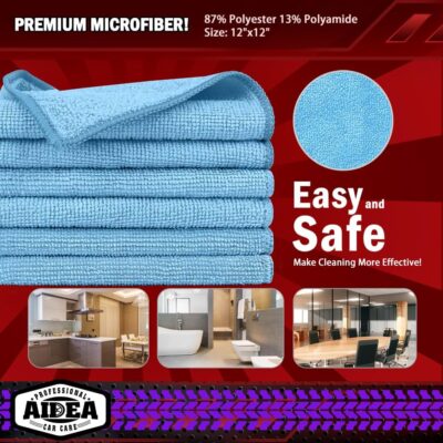 AIDEA Microfiber Cleaning Cloth Blue,150PK, Shop Rags, Microfiber Towels for Cars, Dusting Cloth Lint Free Rags, Absorbent Towels for SUVs, House, Kitchen, Mechanic, Workshops, 12"×12" - Image 6