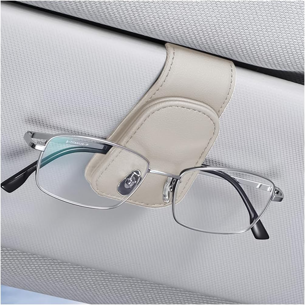 71dZbSwwTiL._AC_SL1200_.jpg AICEL Sunglasses Holders for Car Sun Visor, Leather Eyeglasses Hanger Mounter, Magnetic Glasses Holder and Ticket Card Clip, Auto Interior Accessories Universal for SUV Pickup Truck - Image 1