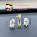 Cute Rabbit Car Dashboard Accessories Flowers Rear View Mirror Decorations, Funny Car Interior Accessories for Girls Women Daisy Charm - Image 4
