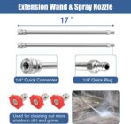 JANZ 16" Pressure Washer Surface Cleaner with 4 Wheels, Stainless Steel Housing, 1/4" Quick Plug, 2 Extension Wand Attachments, 2 Replacement Nozzles and 3 Spray Nozzles, 4000 PSI - Image 6
