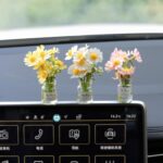 Daisy Flower Car Accessories for Women Interior Aesthetic, 3 Pcs Daisy Cute Car Dashboard Decorations